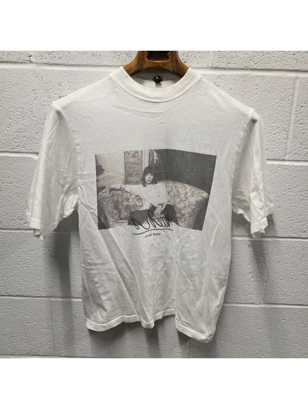 Anine Bing Avi Mick Jagger Tee Women's XS Oversized Jersey Knit T Shirt 19x26